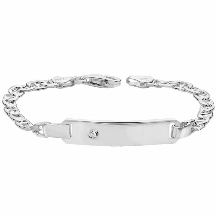 New Silver Stone Set Identity Anchor Link Bracelet