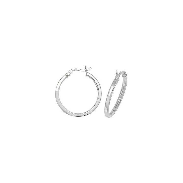 New Silver Plain Squared Hoop Earrings