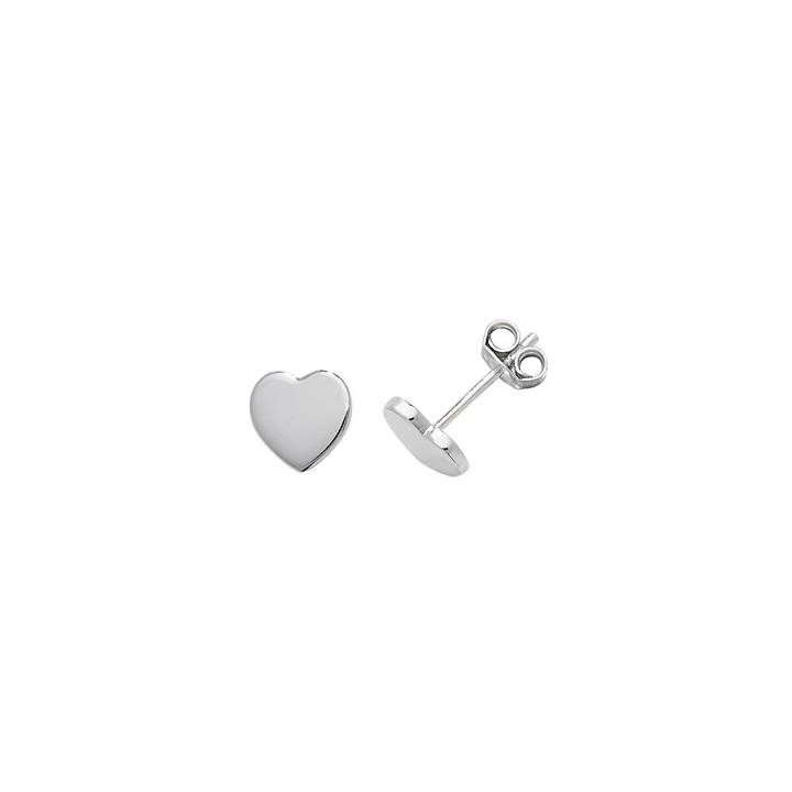 New Silver Plain Heart Stud Earrings