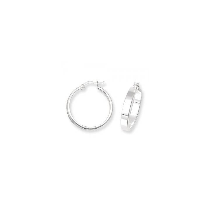 New Silver Flat Plain Squared Hoop Earrings