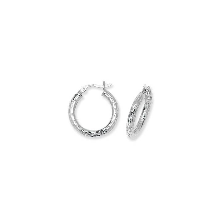 New Silver Small Diamond Cut Hoop Earrings 1105289