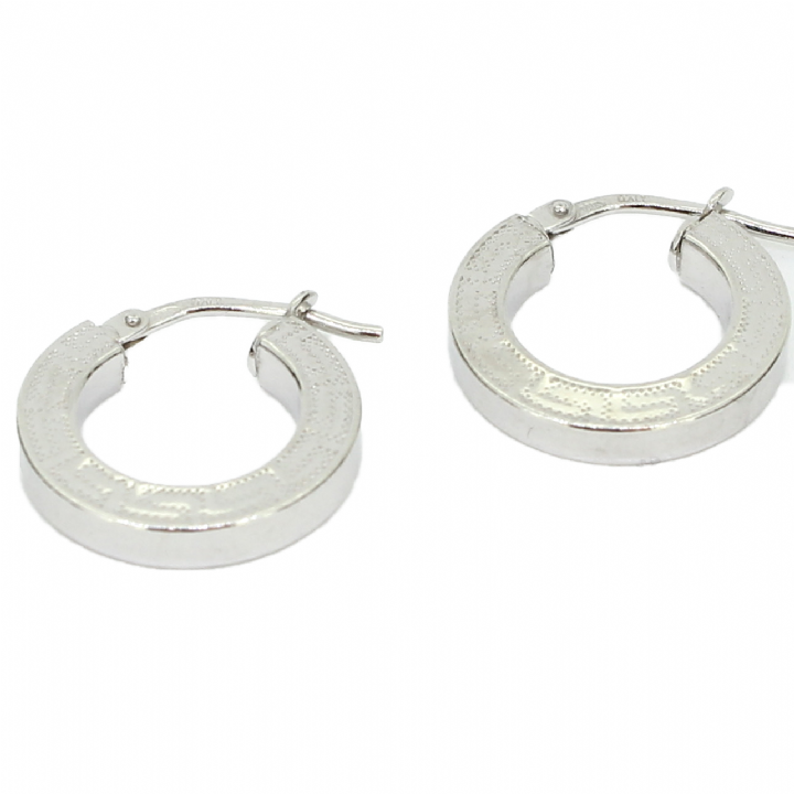 New Silver Small Greek Key Hoop Earrings 10mm