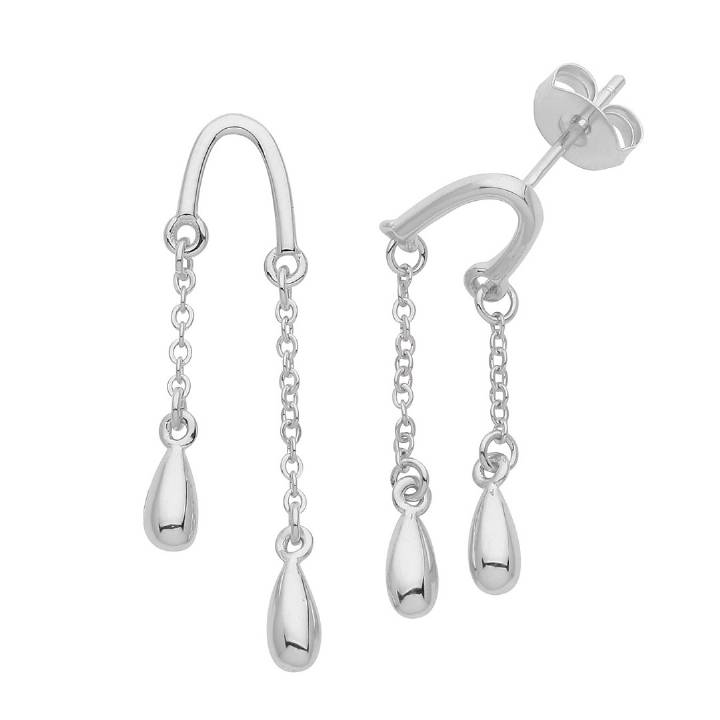New Silver Double Tear Drop Earrings 1105509