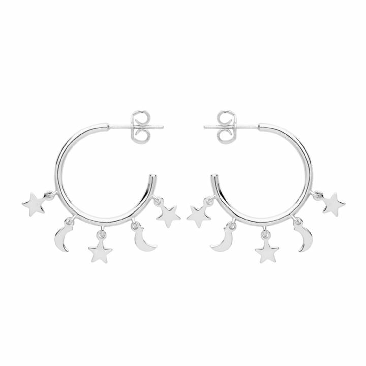 New Silver Star & Moon Drops On Hoop Earrings 1105505