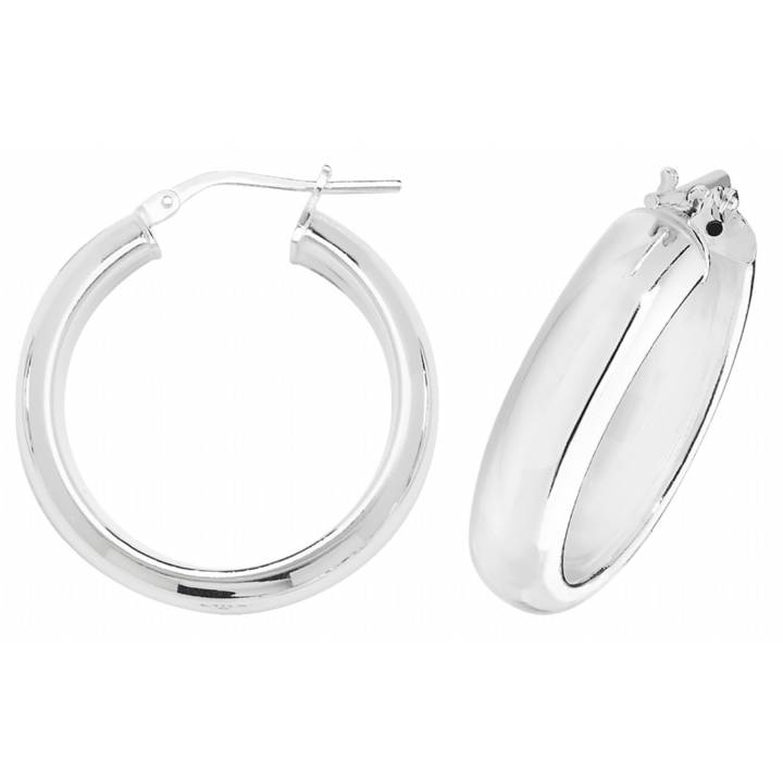 New Silver Medium Wide Plain Hoop Earrings 20mm