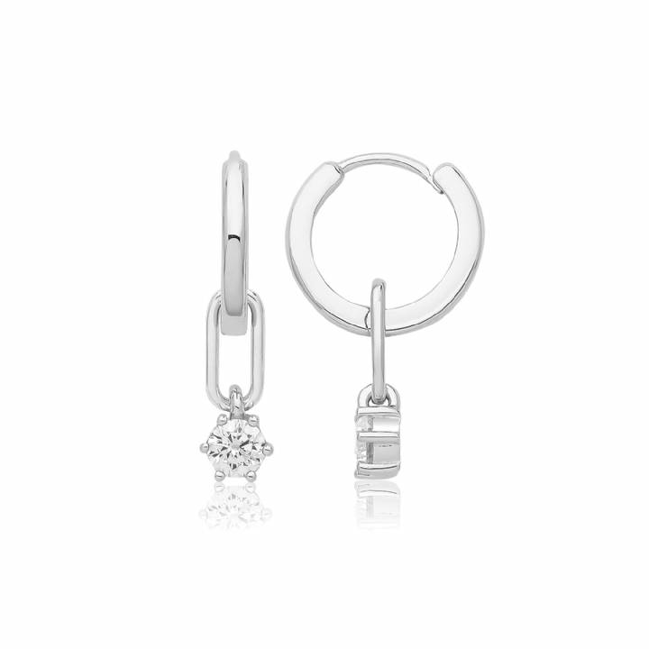 Sterling Silver Stone Set Bar & Hoop Drop Earrings