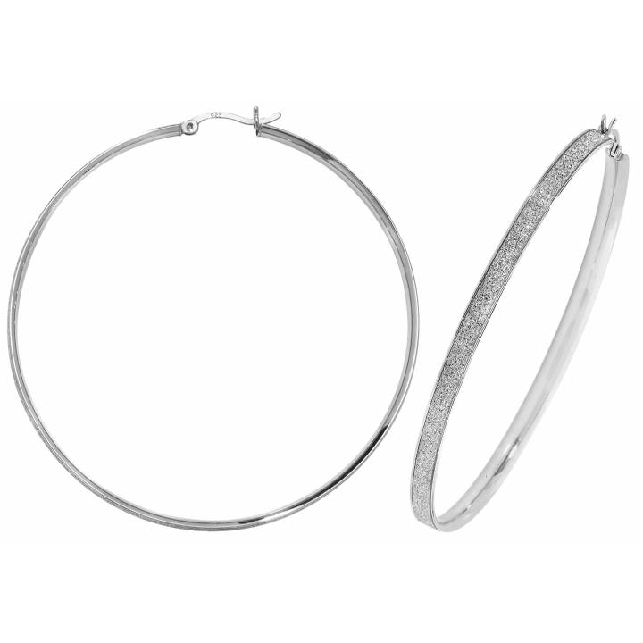 New Silver Large Sparkle Hoop Earrings 60mm 1105445