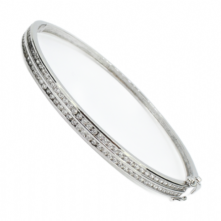New Silver 2 Row Stone Set Bracelet 1109088