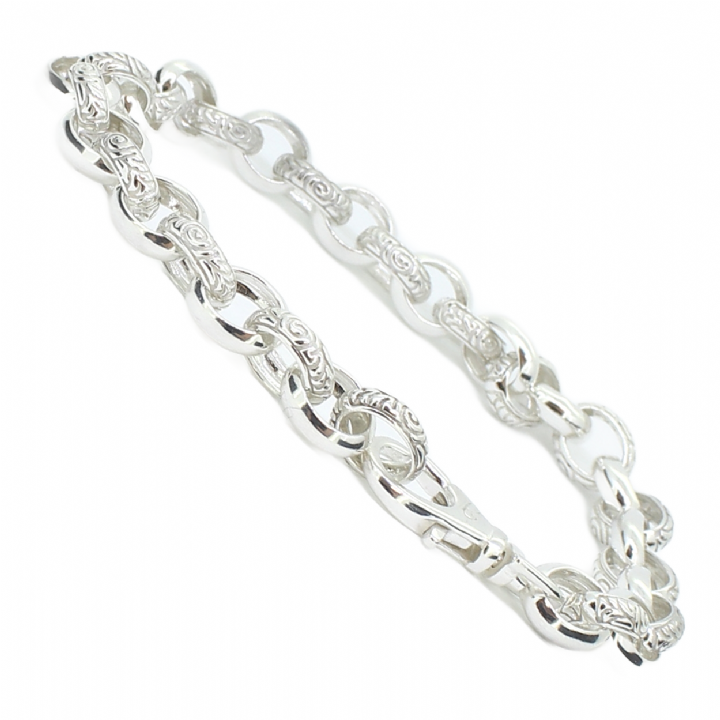 New Silver Gents Embossed & Plain Bracelet 1111018