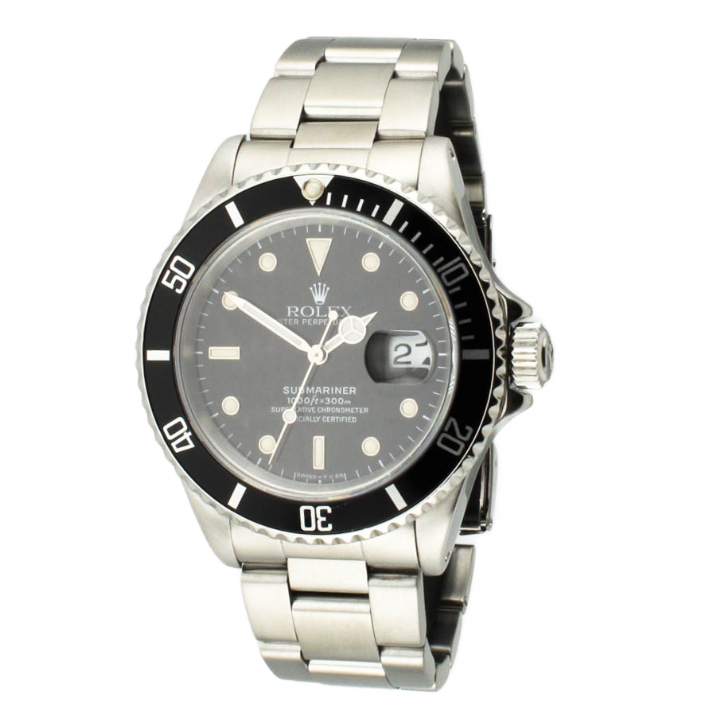 Pre-Owned 40mm Rolex Submariner Watch, Black Dial, 16610