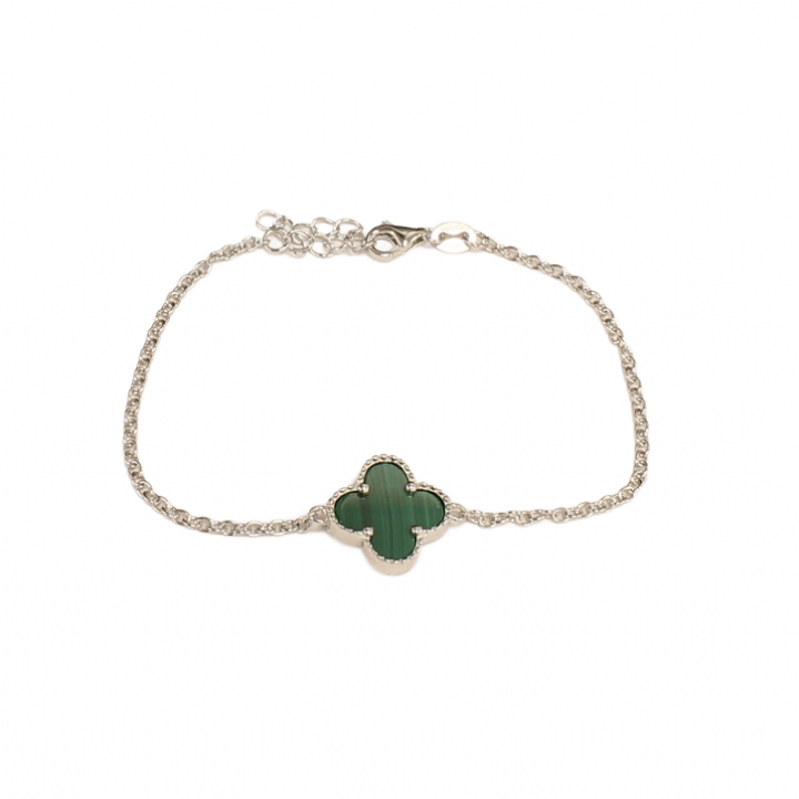 New Silver Green Clover Bracelet