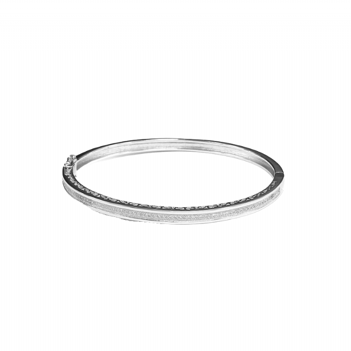 New Silver Stone Set Narrow Line Bangle 1109095