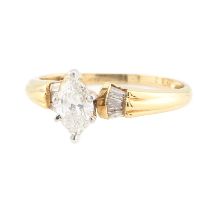Pre-Owned 14ct Gold Marquise Diamond Solitaire Ring 0.56ct 1601333