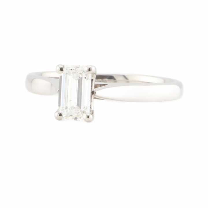 Pre-Owned Platinum Emerald Cut Diamond Solitaire Ring 0.71ct 1601682