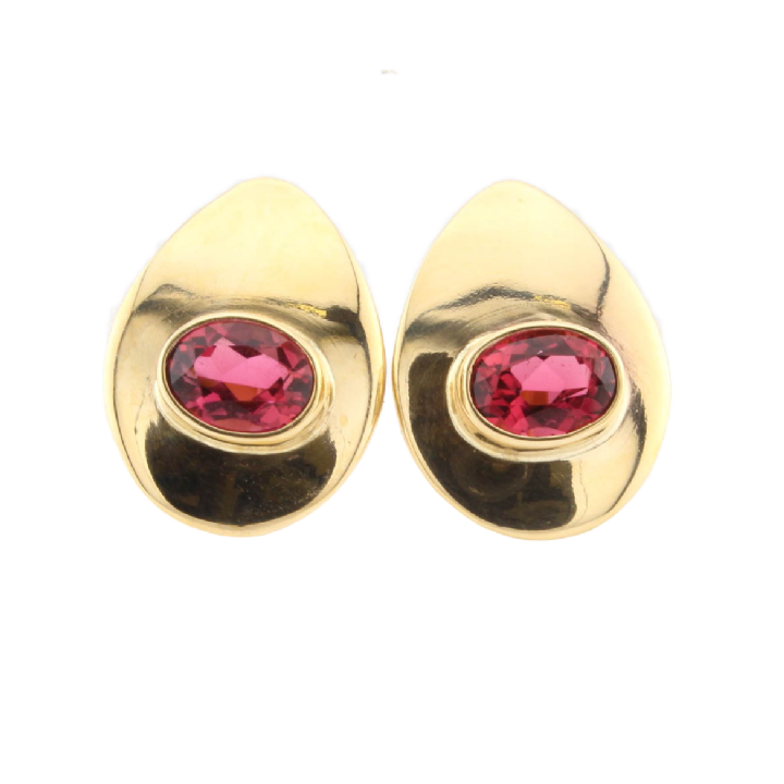 Pre-Owned 9ct Yellow Gold Pink Stone Stud Earrings 1513221