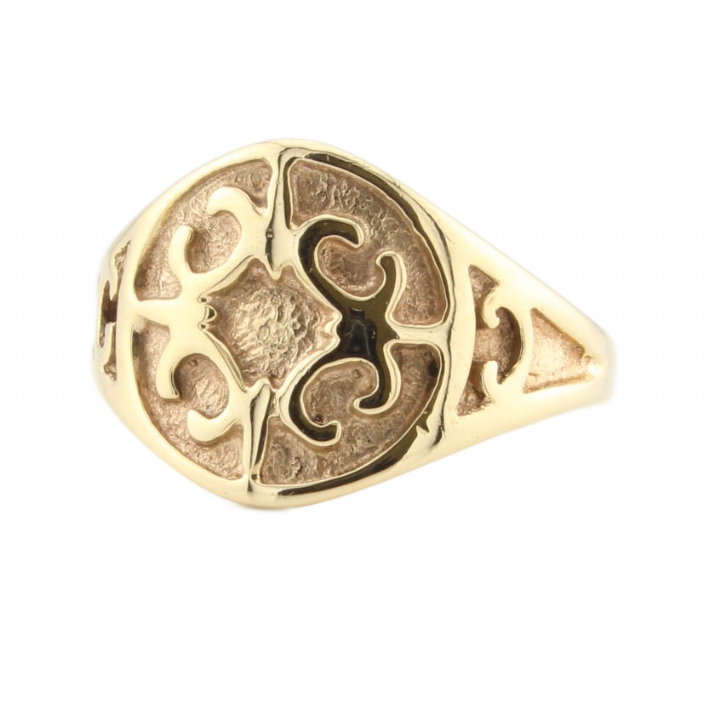Pre-Owned 9ct Yellow Gold Filigree Signet ring 1508326
