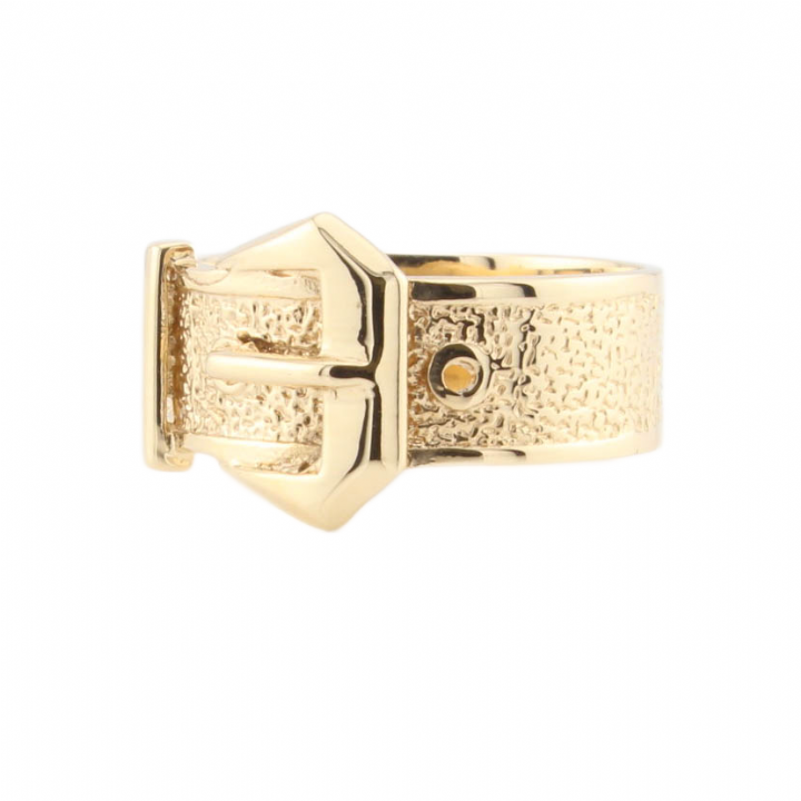 Pre-Owned 9ct Yellow Gold Textured Buckle Ring