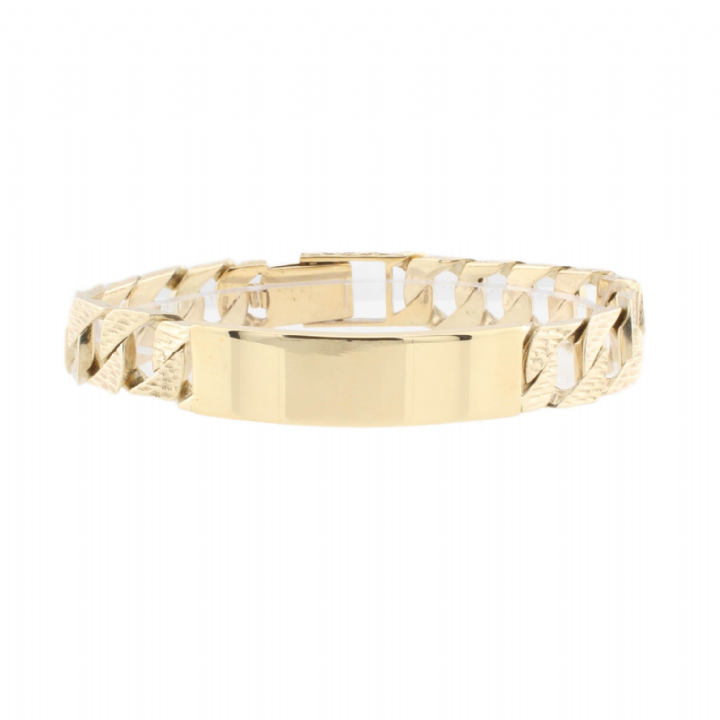 Pre-Owned 9ct Yellow Gold Patterned Curb I.D. Bracelet 1505674