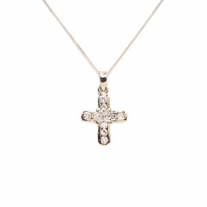 Pre-Owned 14ct White Gold Diamond Cross Pendant Total 0.50ct 1607722