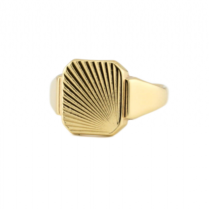Pre-Owned 9ct Yellow Gold Lined Signet Ring