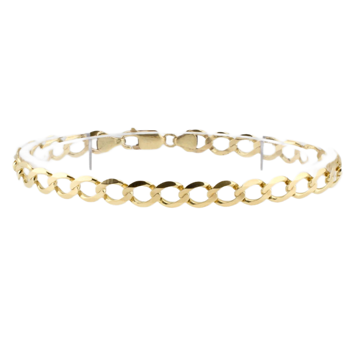 Pre-Owned 9ct Yellow Gold Diamond Cut Curb Bracelet