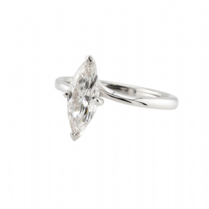 Pre-Owned 18ct White Gold Marquise Diamond Solitaire Ring 0.86ct