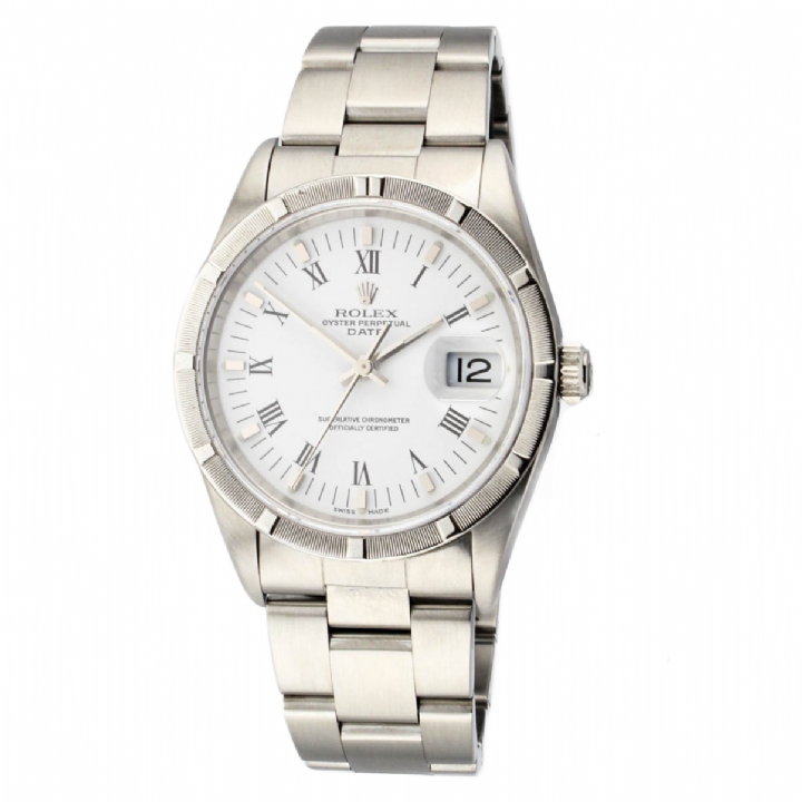 Pre-Owned 34mm Rolex Date Watch, White Dial 15210 1701806