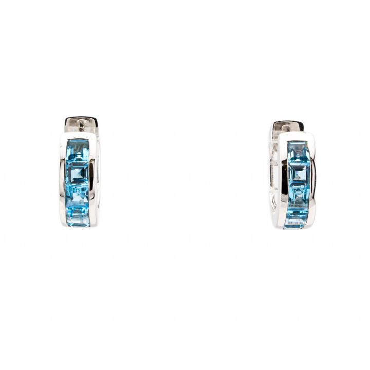 Pre-Owned 18ct White Gold Blue Topaz Earrings