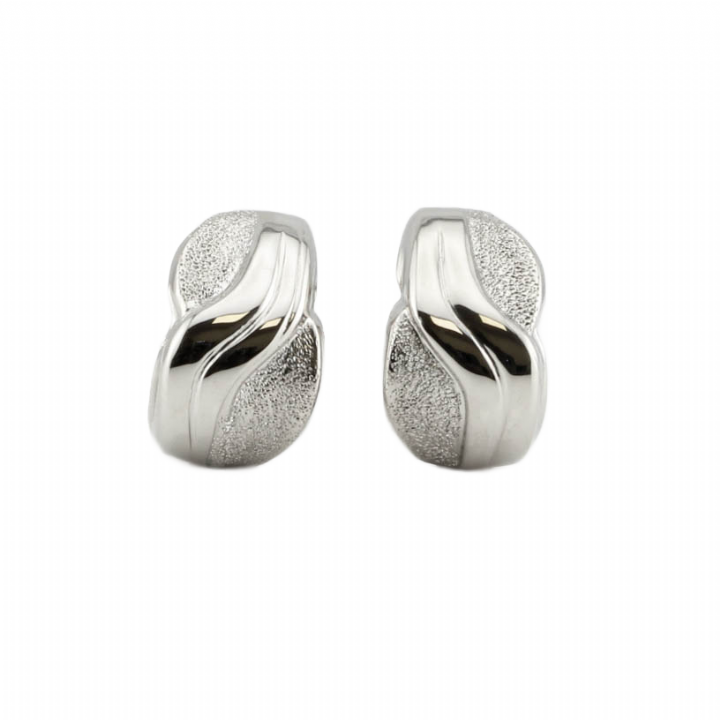 Pre-Owned 18ct White Gold Half Hoop Earrings 1523609