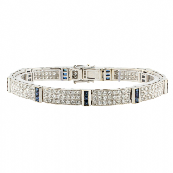 Pre-Owned 18ct White Gold Diamond & Sapphire Bracelet  4.32ct