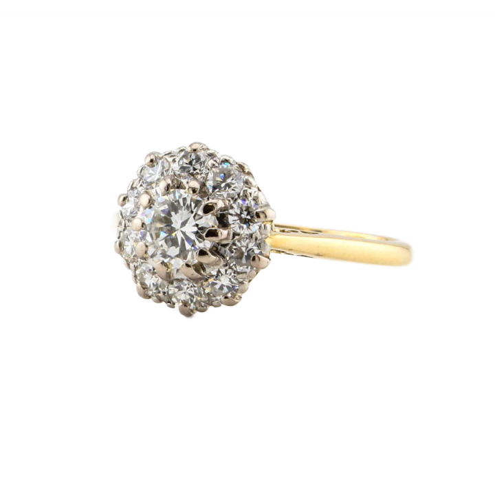 Pre-Owned 14ct Yellow Gold Diamond Cluster Ring Total 0.93ct