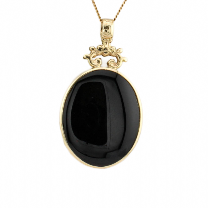Pre-Owned 9ct Yellow Gold Agate & Onyx Fob Pendant 1510650
