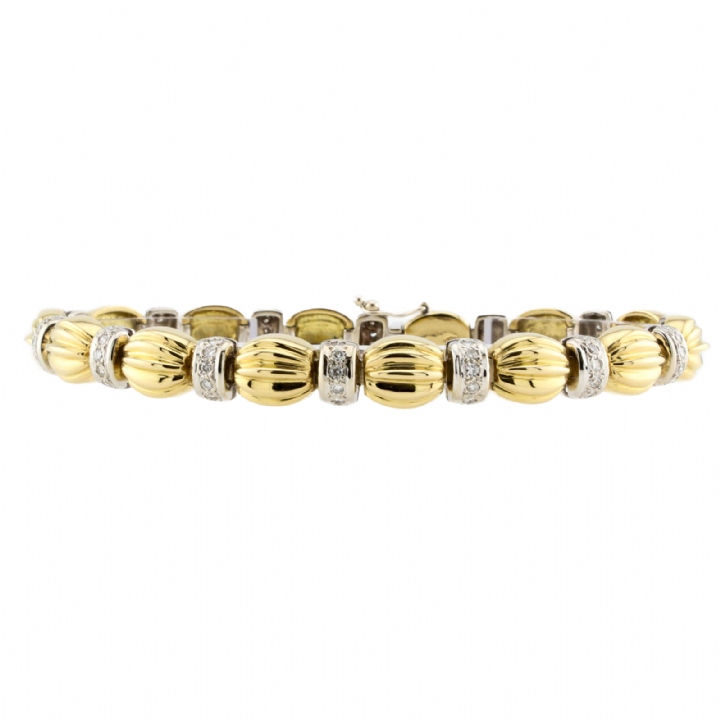 Pre-Owned 18ct Yellow & White Gold Diamond Bracelet Total 1.05ct