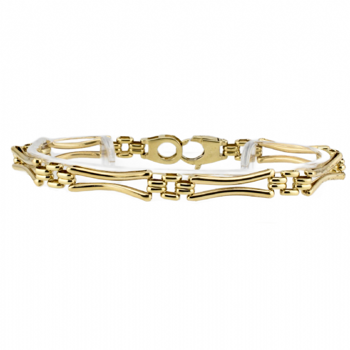 Pre-Owned 9ct Yellow Gold 2 Row Gate Bracelet