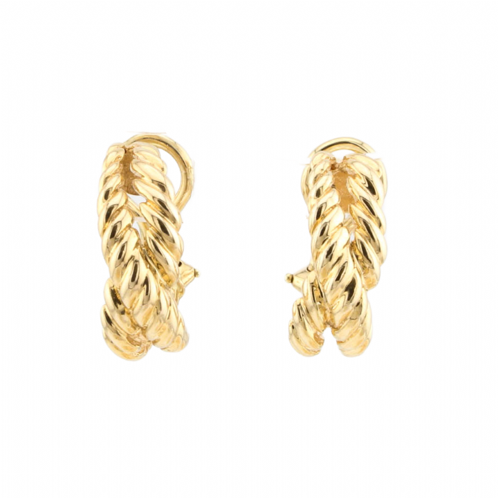 Pre-Owned 9ct Yellow Gold Twist Half Hoop Earrings