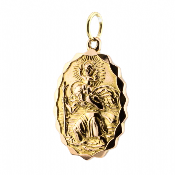 Pre-Owned 9ct Yellow Gold Oval St Christopher Pendant