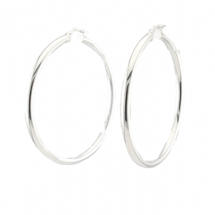 Sterling Siver Large Hoop Hollow  Earrings