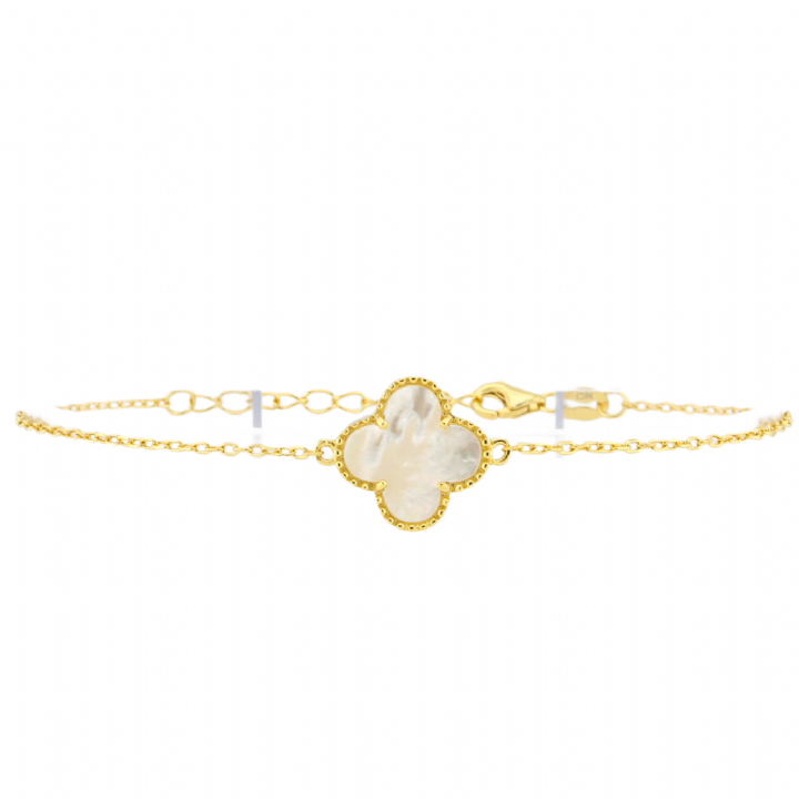 New Gold Plated Silver White Clover Bracelet 1104254