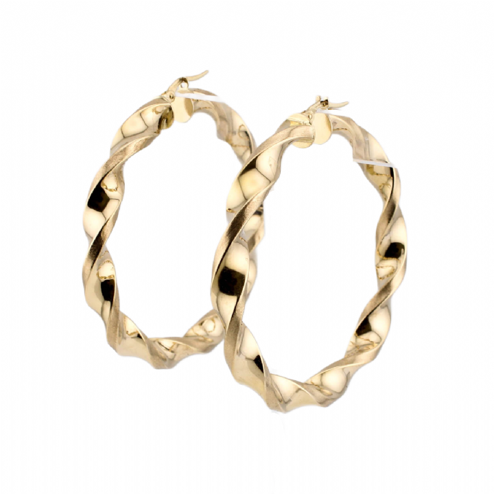 Pre-Owned 9ct Yellow Gold Twisted Hoop Earrings 1513376