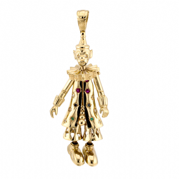 Pre-Owned 9ct Yellow Gold Stone Set Clown Pendant 1510678