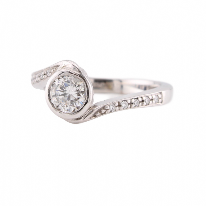 Pre-Owned 18ct White Gold Diamond Solitaire Ring Total 0.43ct