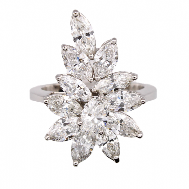 Pre-owned 18ct White Gold Diamond Cluster Ring Total 3.56ct