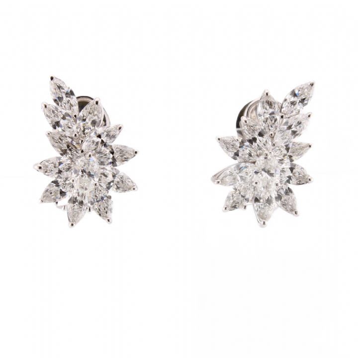 Pre-Owned 18ct White Gold Diamond  Cluster Earrings Total 7.16ct 1607840