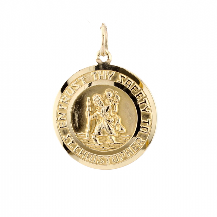 Pre-Owned 9ct Yellow Gold Round St Christopher Pendant 1510700