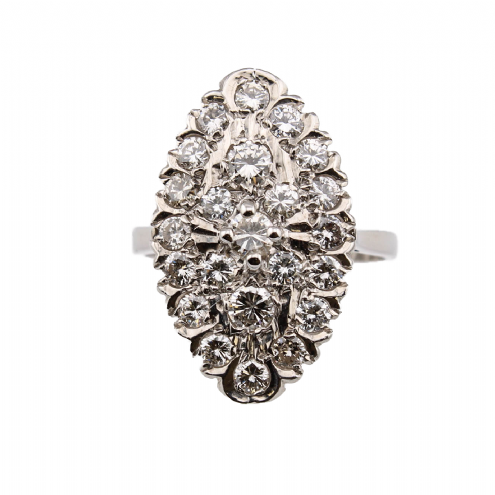 Pre-Owned 18ct White Gold Diamond Cluster Ring Total 1.20ct