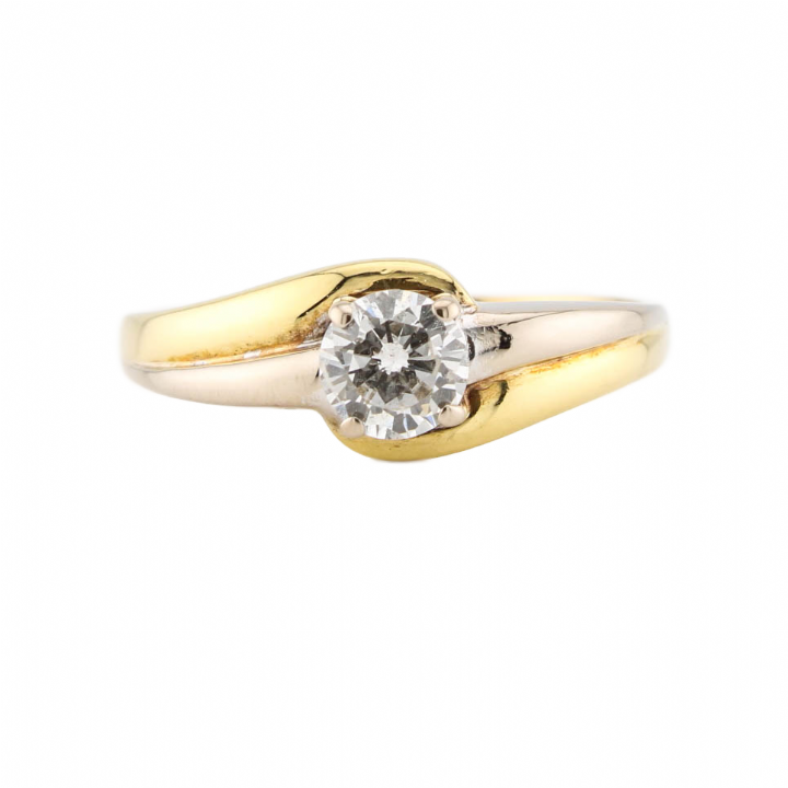 Pre-Owned 18ct 2 Colour Gold Diamond Solitaire Ring 0.42ct