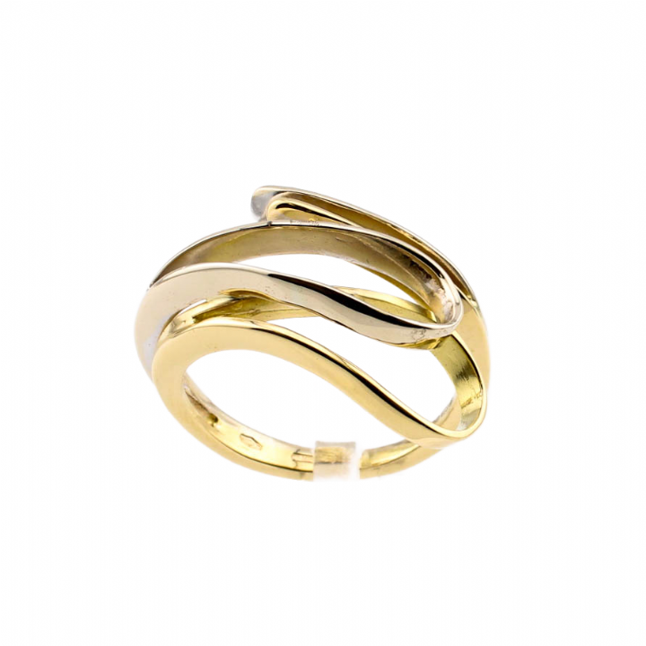 Pre-Owned 2 Colour Gold Open Work Twist Ring 1523653