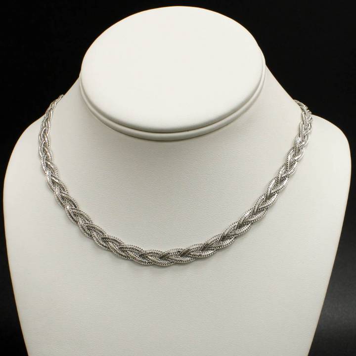 Pre-Owned 9ct White Gold Plait Necklace