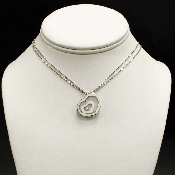 Pre-Owned 18ct Rose & White Gold Chopard Pendant & Chain 1607763