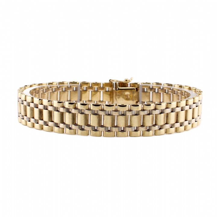 Pre-Owned 9ct 2 Colour Gold Brick Style Bracelet 1503850